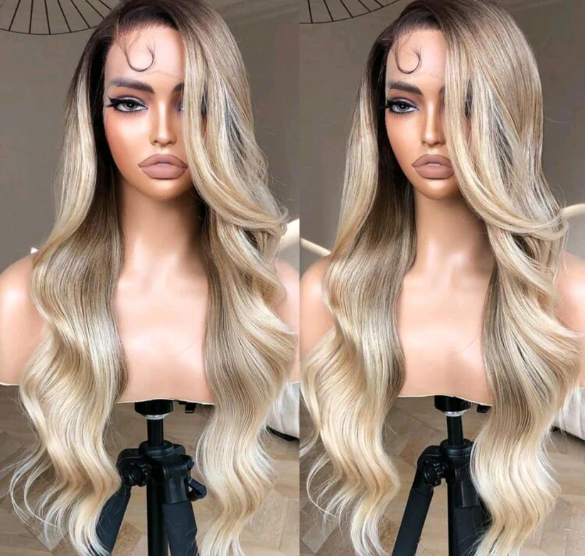 Ombre blonde body wave (human blend) high quality 28 inch