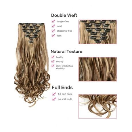 24 Inch Two Tone Blonde Clip In Extension.