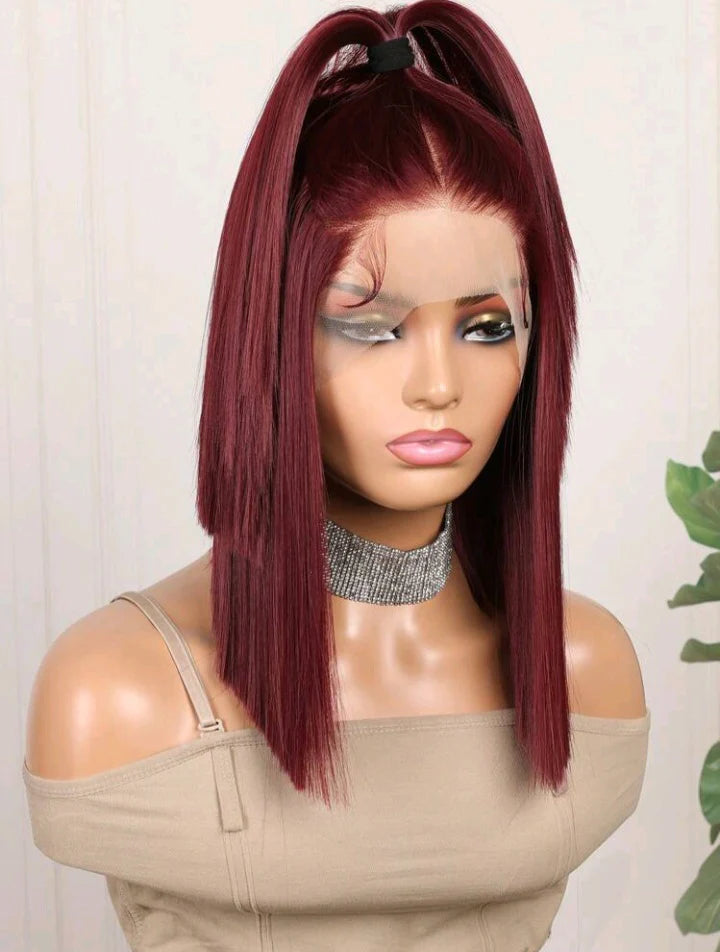 Burgundy Lace Front Wig (human blend) 16 inch