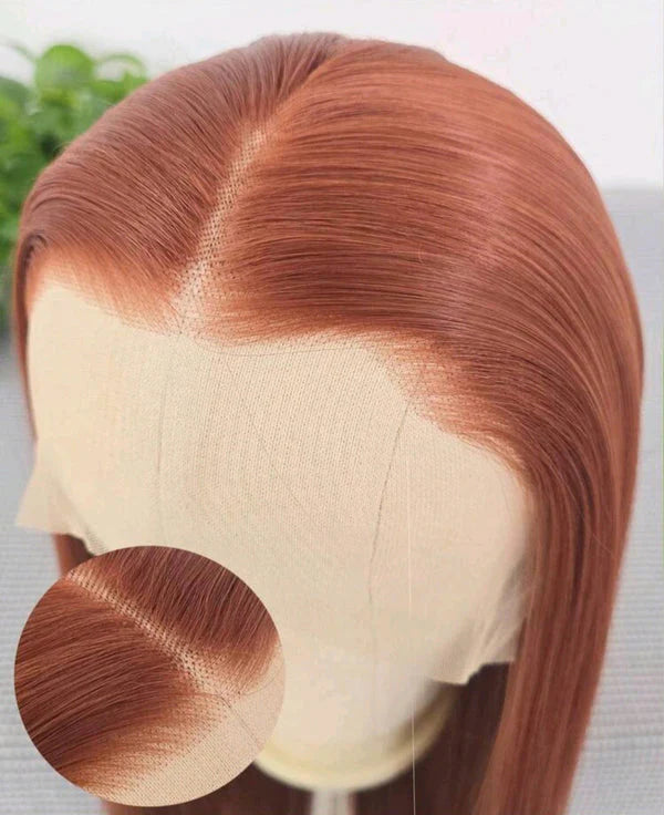 Dark Orange Long Lace Front Wig 32 inch