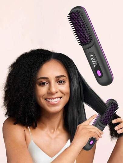 Ionic Portable Heated Straightening Brush with LED Display